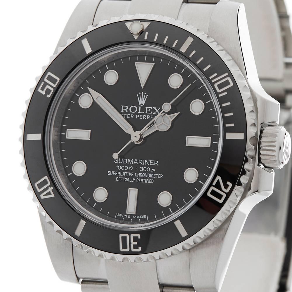 Rolex Stainless Steel Submariner Non Date Automatic Wristwatch Ref 114060, 2015 In Excellent Condition In Bishop's Stortford, Hertfordshire