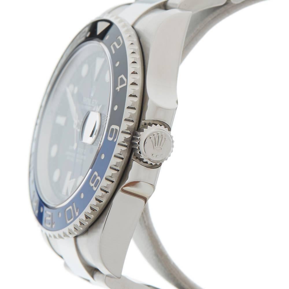 Men's Rolex Stainless Steel GMT Master II Batman Automatic Wristwatch, 2014