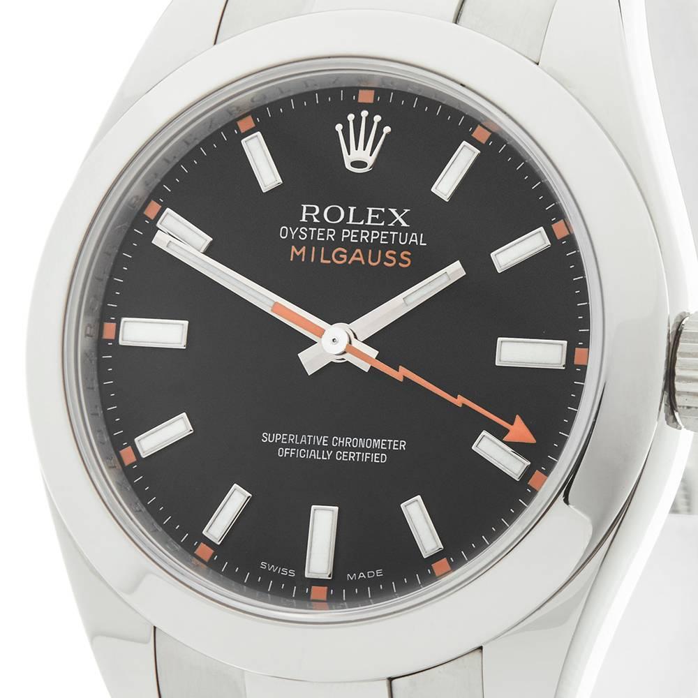 Rolex Stainless Steel Milgauss Automatic wristwatch ref 116400, 2007 In Excellent Condition In Bishop's Stortford, Hertfordshire