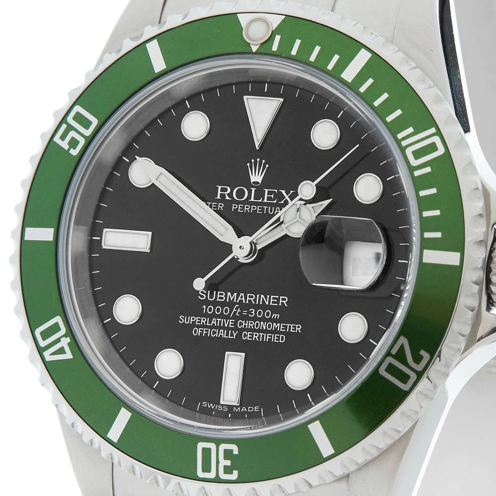 Rolex Stainless Steel Submariner Date Anniversary Kermit Automatic wristwatch  In Excellent Condition In Bishop's Stortford, Hertfordshire