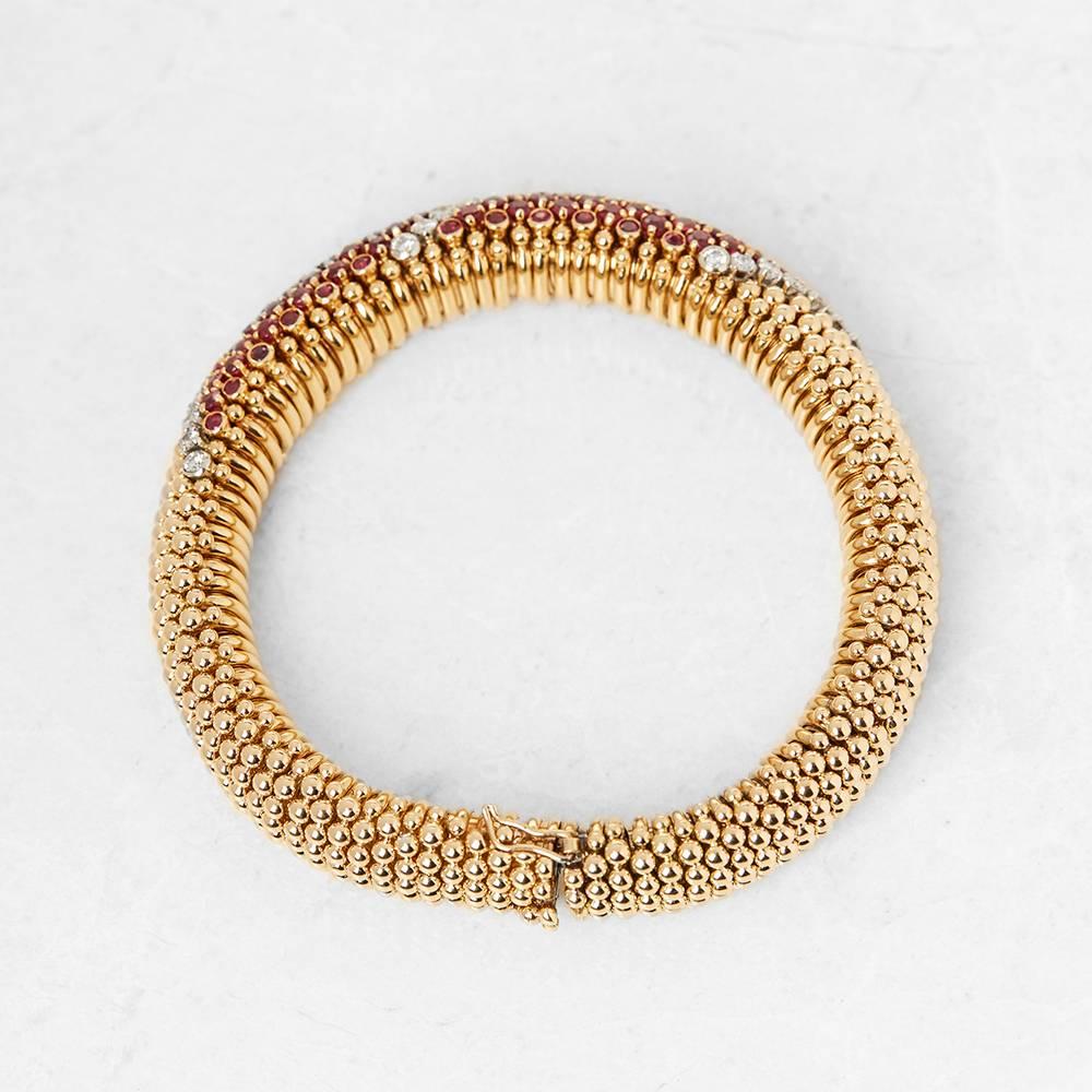 Van Cleef & Arpels 18 Karat Yellow Gold Ruby & Diamond Vintage Bracelet  2