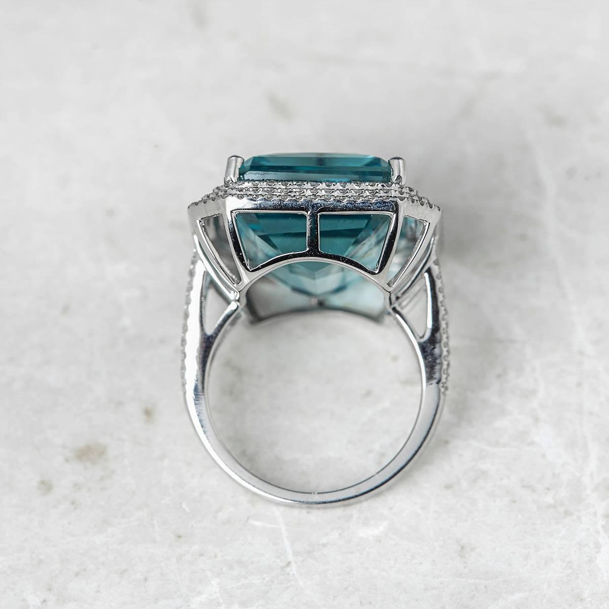 Aquamarine Diamond Cocktail Ring 1