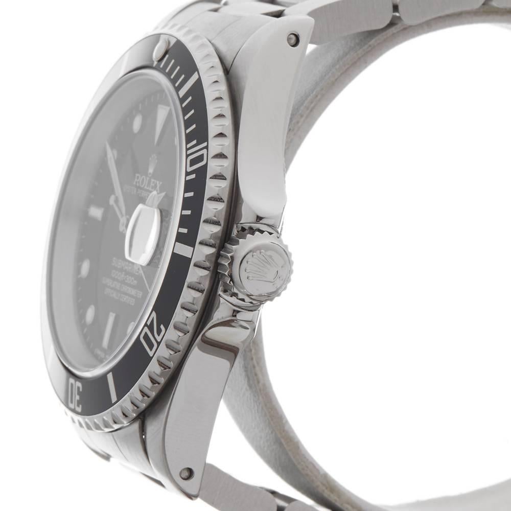 Men's Rolex Stainless Steel Submariner Automatic Wristwatch Ref 16610, 1991