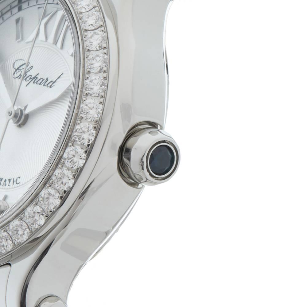 Women's Chopard Ladies Stainless Steel Diamond Happy Sport 5 Automatic Wristwatch, 2010s