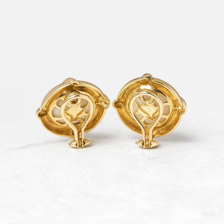 Tiffany and Co. 18 Karat Yellow Gold Mabe Pearl ClipOn Earrings at 1stDibs
