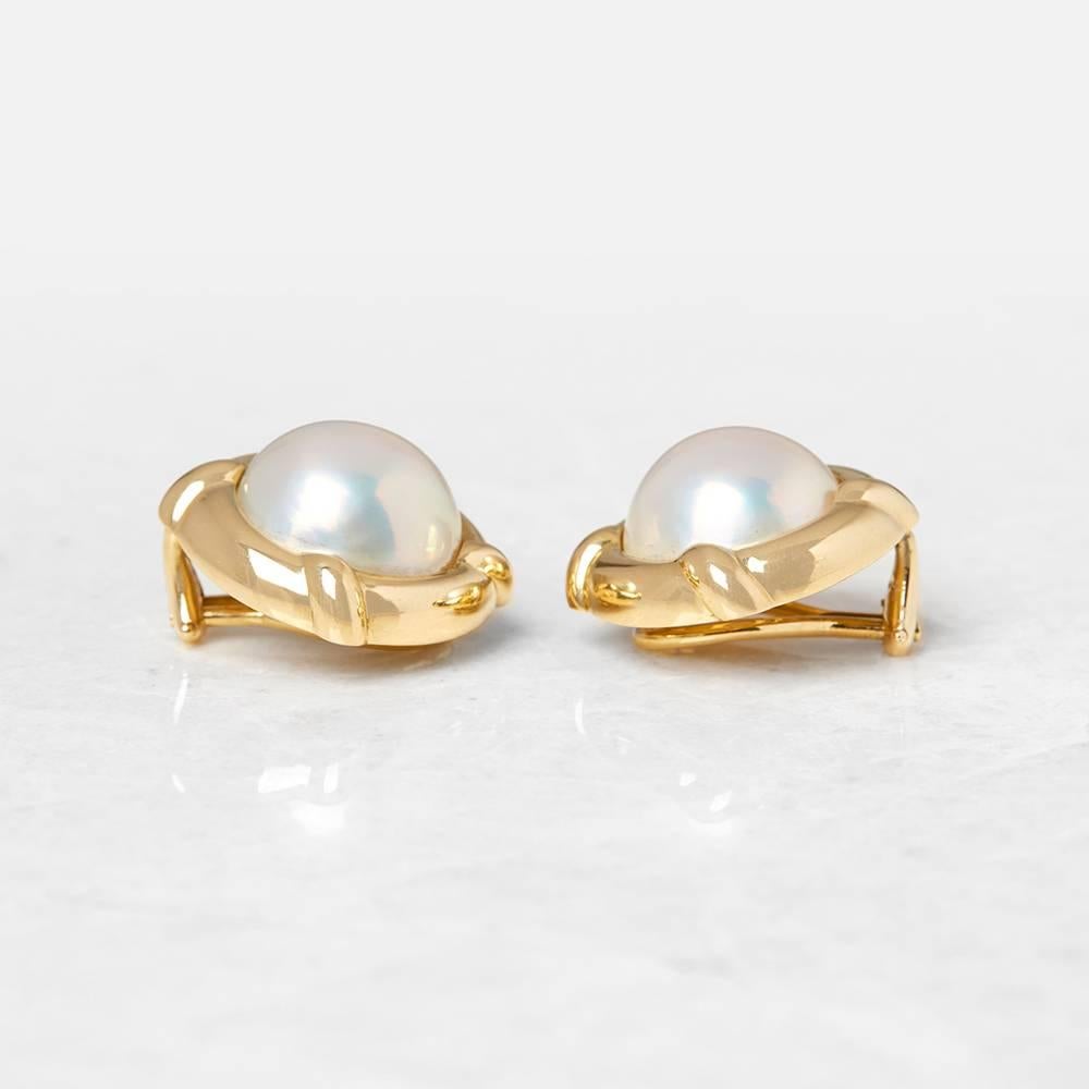 Women's Tiffany & Co. 18 Karat Yellow Gold Mabe Pearl Clip-On Earrings 