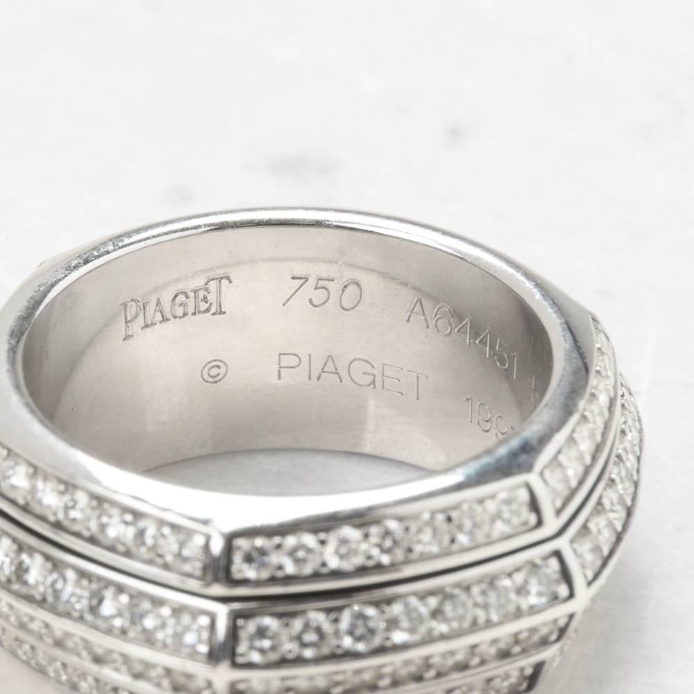 Piaget 18 Karat White Gold Diamond Rotating Band Possession Ring  2