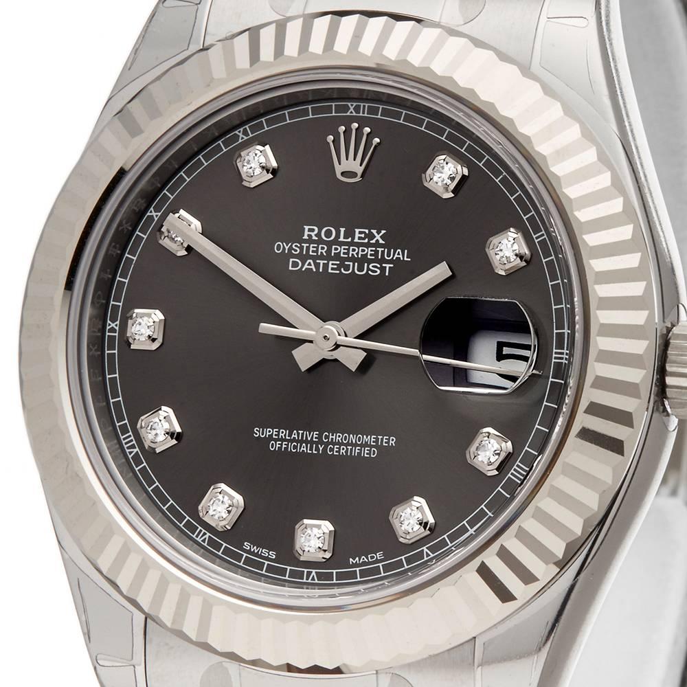 Rolex White Gold Stainless Steel Datejust II Automatic Wristwatch, Ref 116334 In New Condition In Bishop's Stortford, Hertfordshire