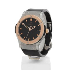 Hublot Titanium Rose Gold Classic Fusion Zirconium Automatic Wristwatch