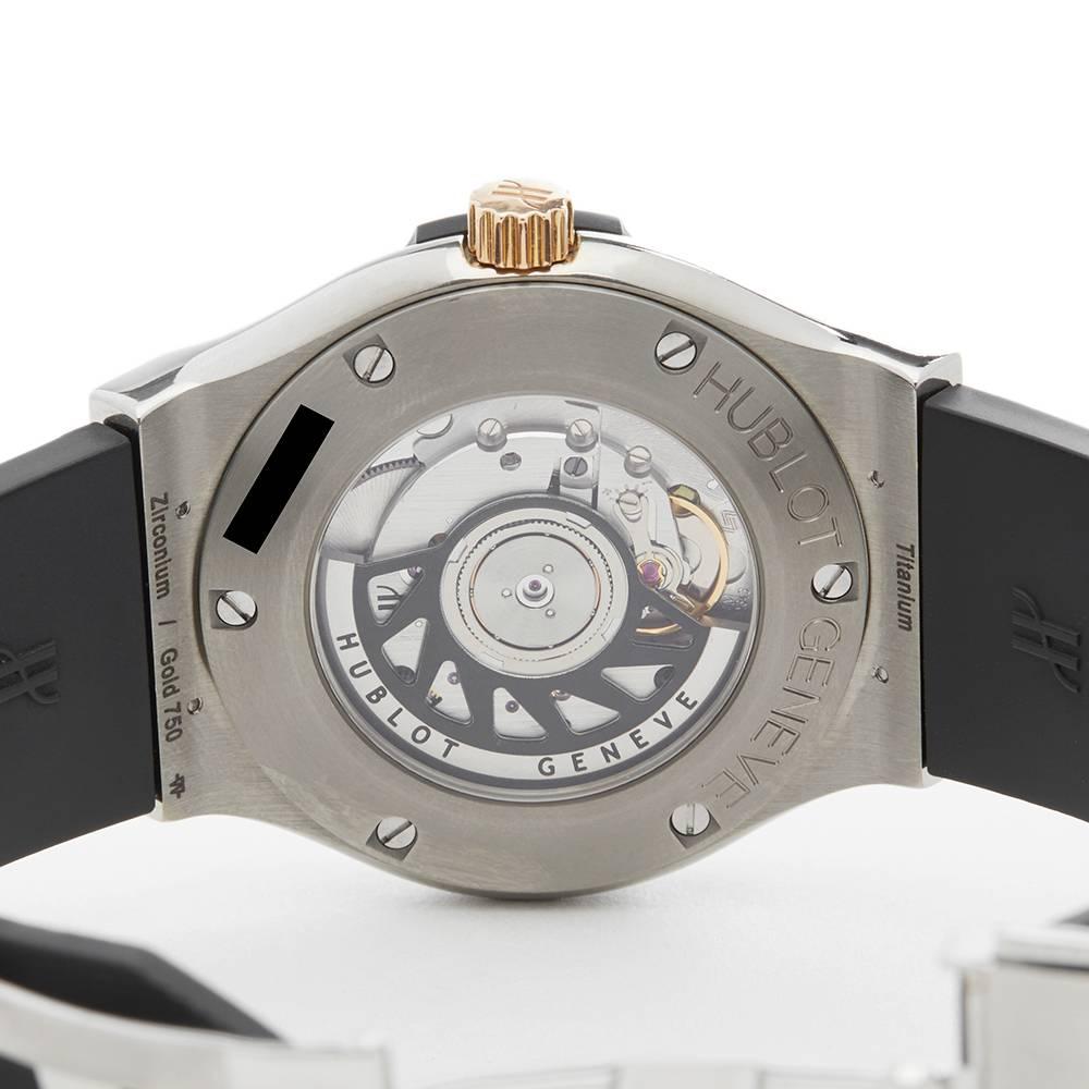 Hublot Titanium Rose Gold Classic Fusion Zirconium Automatic Wristwatch 2