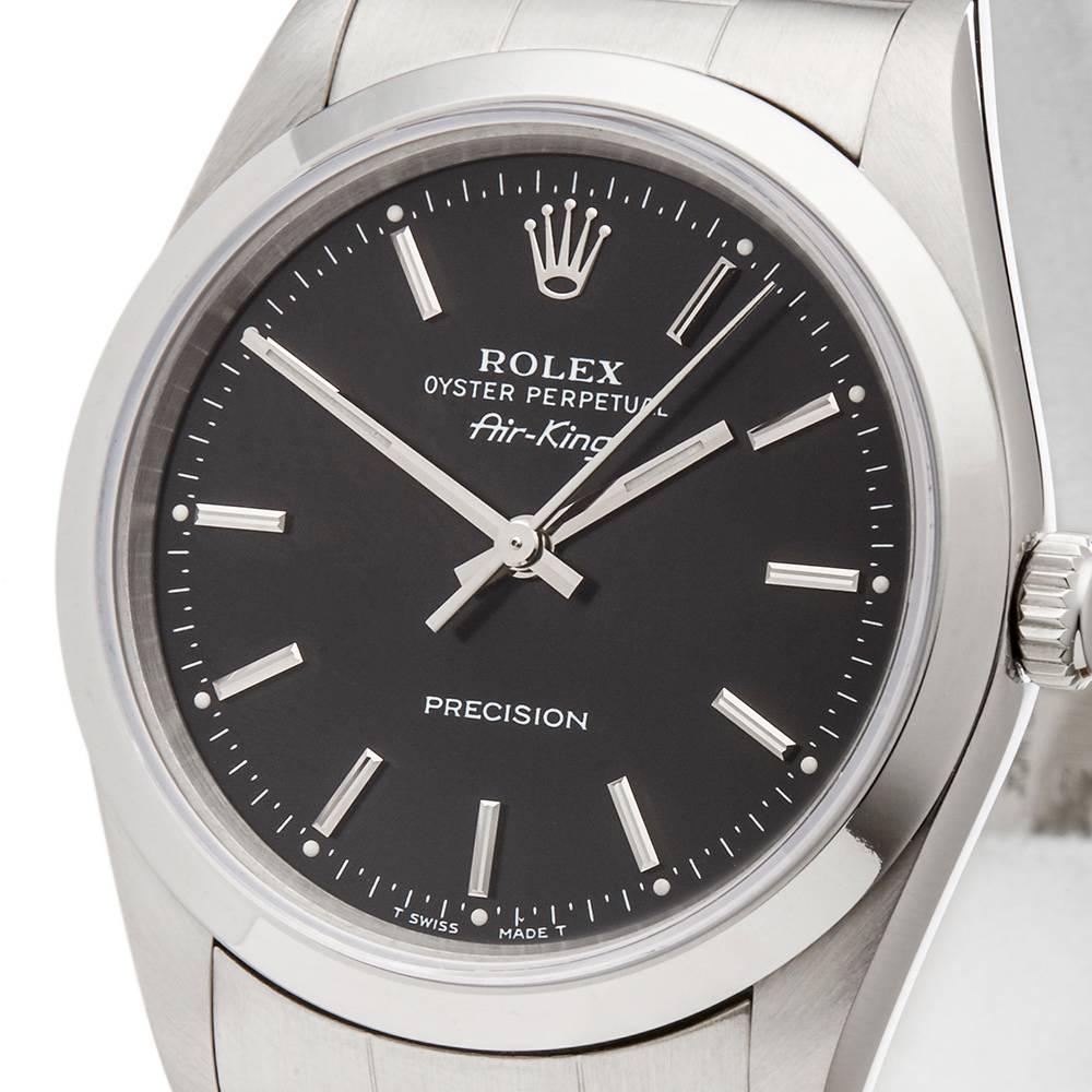 Rolex Stainless Steel Air King Automatic Wristwatch Ref 14000, 1987 In Excellent Condition In Bishop's Stortford, Hertfordshire