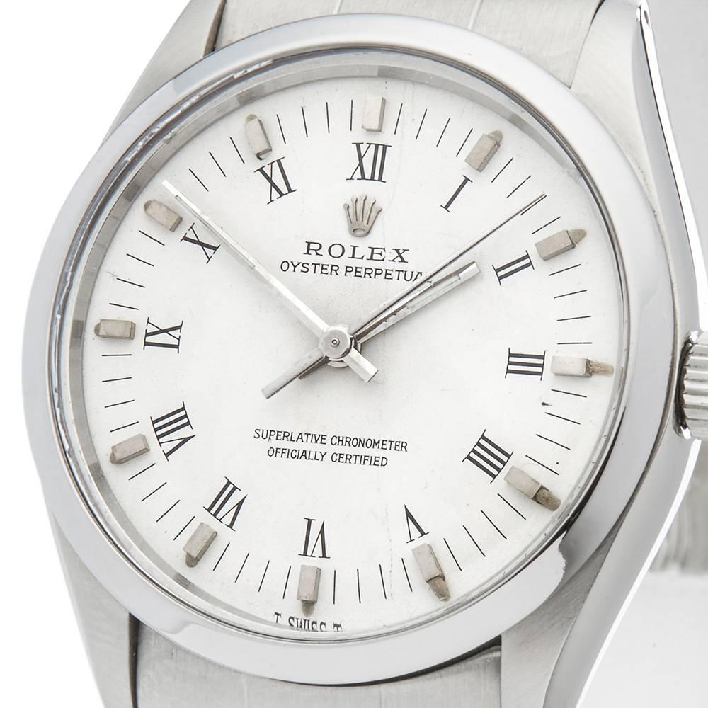 Rolex Stainless Steel Oyster Perpetual Automatic Wristwatch Ref 1002, 1980s In Excellent Condition In Bishop's Stortford, Hertfordshire
