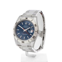 Rolex White Gold Stainless Steel Datejust Turn o Graph Automatic Wristwatch