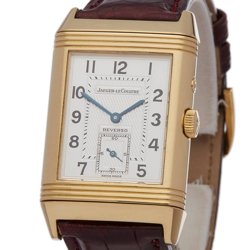 Jaeger-Yellow Gold Reverso Day and Night Automatic Wristwatch, 2000s In Excellent Condition In Bishop's Stortford, Hertfordshire