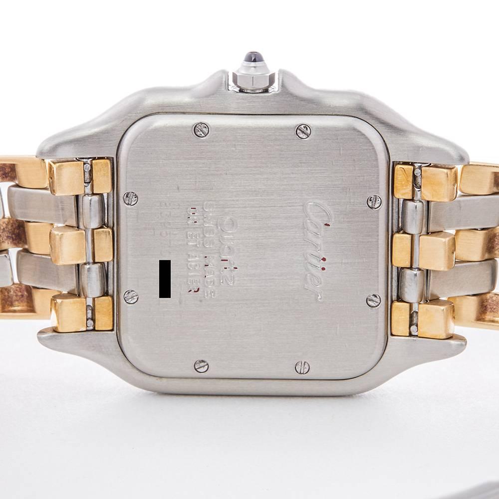 Cartier Yellow Gold Stainless Steel Panthere Three-Row Automatic Wristwatch 3