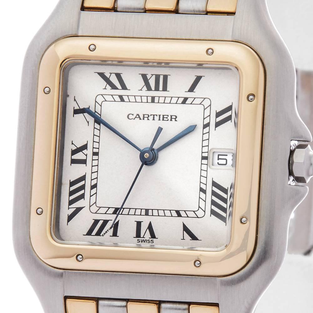Cartier Yellow Gold Stainless Steel Panthere Three-Row Automatic Wristwatch In Excellent Condition In Bishop's Stortford, Hertfordshire