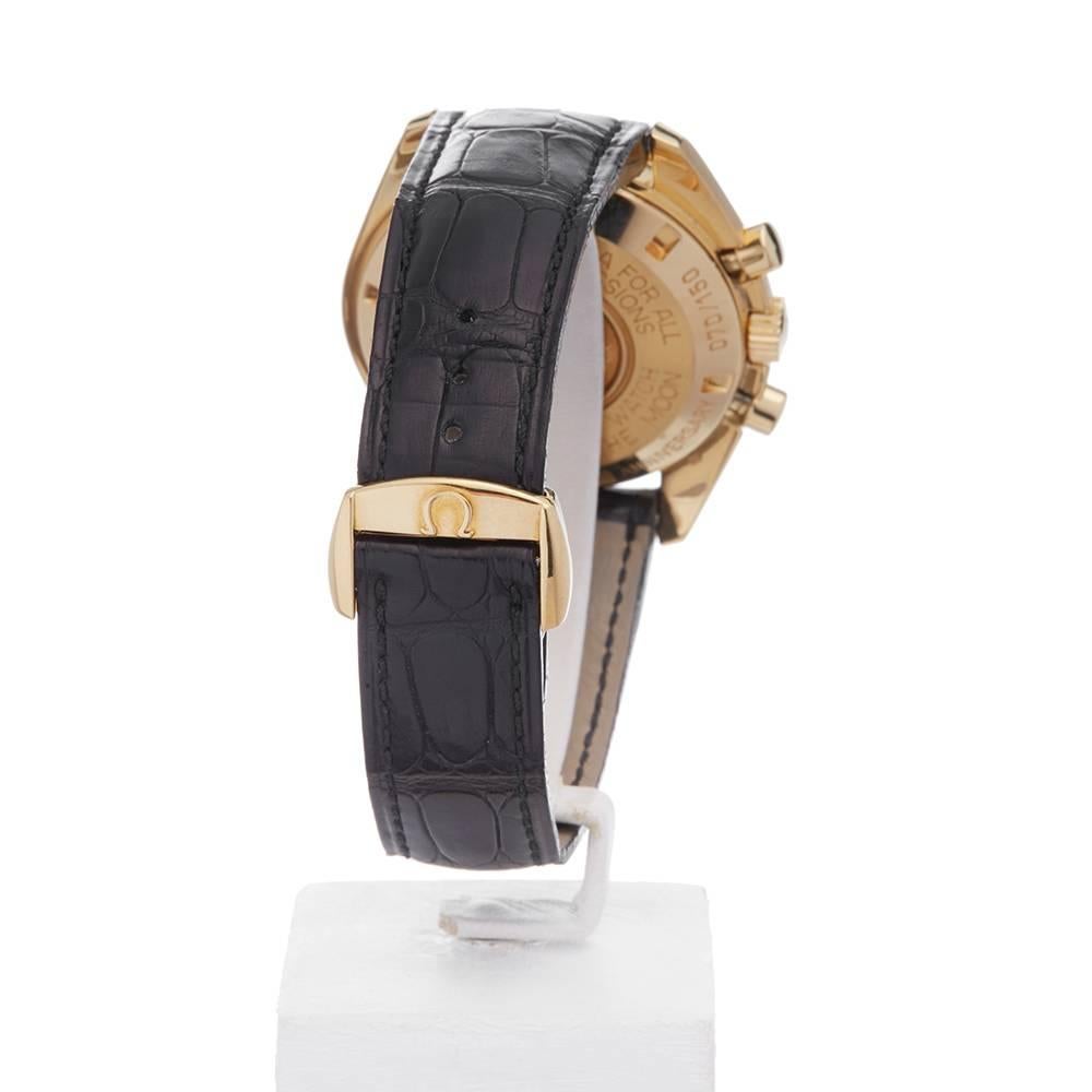 Omega Yellow Gold Speedmaster 150th Anniversary Mechanical Wind Wristwatch, 1998 2