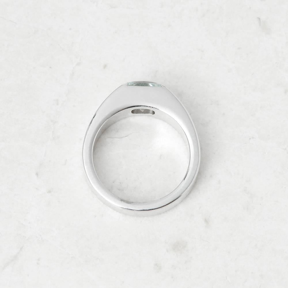 Cartier 18 Karat White Gold Aquamarine Tank Ring In Fair Condition In Bishop's Stortford, Hertfordshire