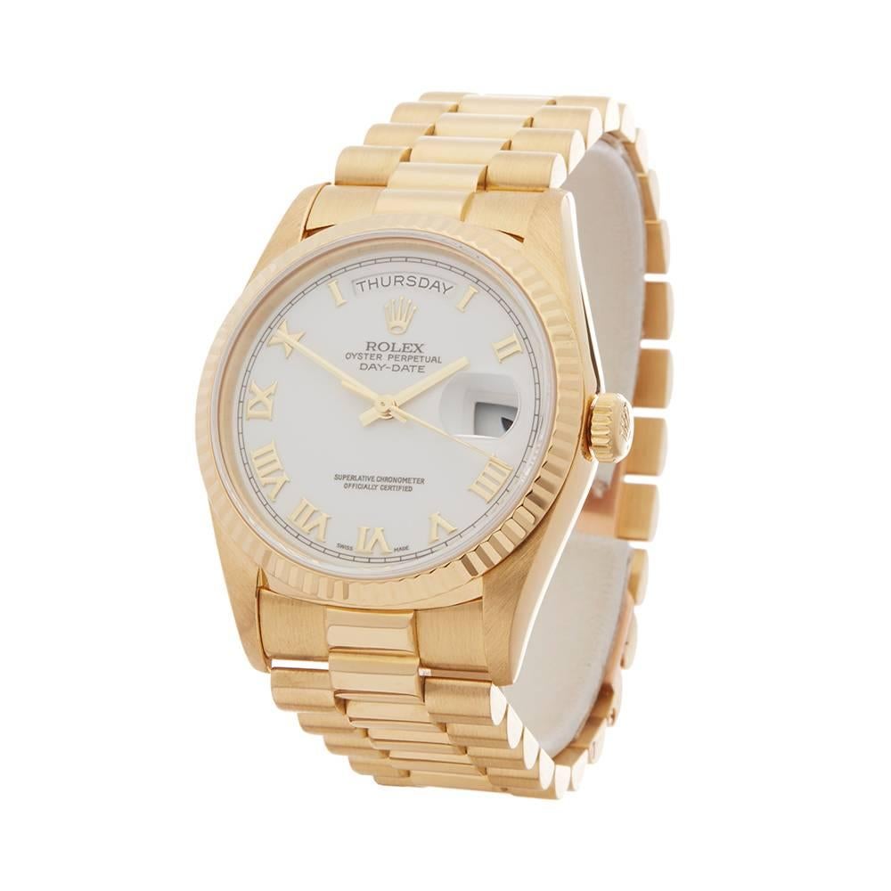 
Ref: W4328
Model Number: 18238
Serial Number: A63****
Condition: 9 - Excellent Condition
Age: 1991
Case Size: 36mm
Box & Papers: Box Only
Movement: Automatic
Case: 18k Yellow Gold
Dial: White Roman
Bracelet: 18k Yellow Gold President
Strap Length:
