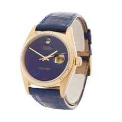 Rolex Datejust Lapis Lazuli 18 Karat Yellow Gold Gents 16018