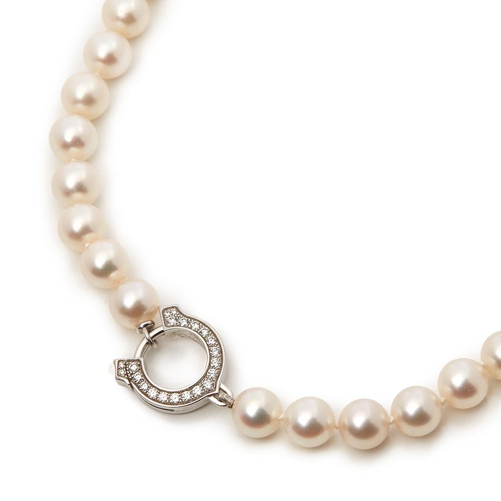 Code: COM1896
Brand: Cartier
Description: 18k White Gold Akoya Pearl & Diamond Agrafe Necklace
Accompanied With: Box & Papers
Gender: Ladies
Pendant Length: 1.4cm
Pendant Width: 1.4cm
Clasp Type: Push Button
Condition: 9
Material: White Gold
Total