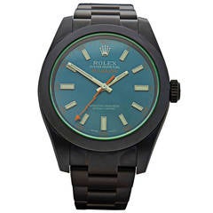 Used Rolex Stainless Steel Milgauss ADLC Custom Automatic Wristwatch Model 116400GV