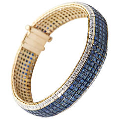 1990s Sapphire Diamond Gold Bracelet