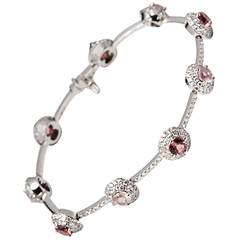 Mappin &amp; Webb Bracelet tennis en or avec rubellite, quartz rose et diamants