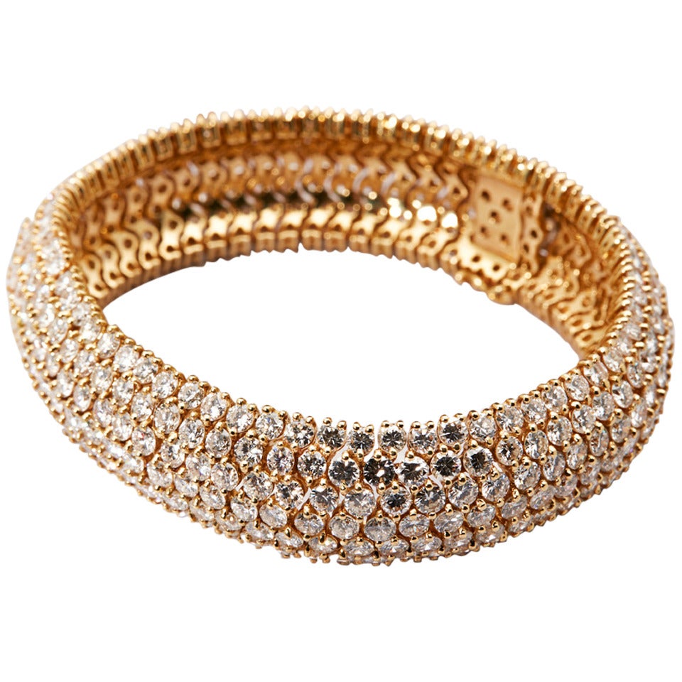 Diamond Gold Cluster Link Bracelet