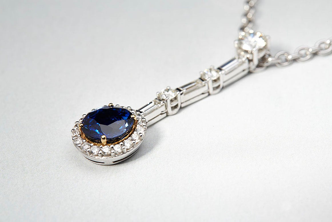Picchiotti Kashmir Sapphire Diamond Gold Drop Necklace