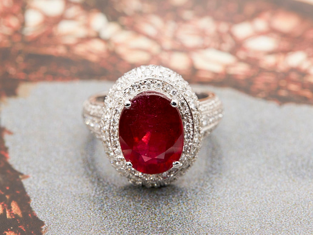 Specifications
- Oval vibrant Ruby
- Total weight of Ruby 5.55cts
- Pave VS1 clarity, G colour Diamonds
- Total weight of Diamonds 1.00cts

This item has been fully inspected in house. Our experts check all jewellery with the utmost care and