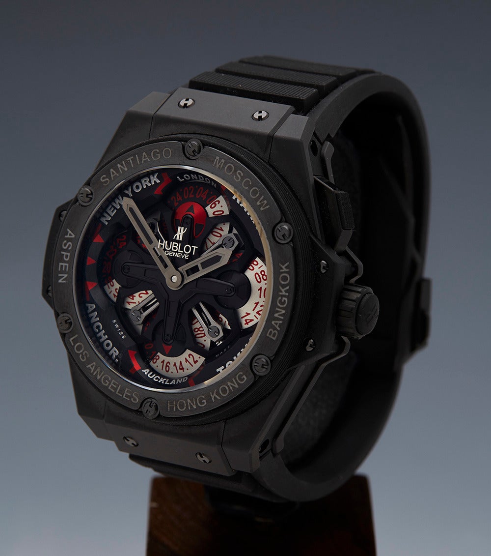 thumbnail image 2 of Ewatchparts 28mm Leather/Rubber Strap For Hublot Big Bang Ceramic F1 King Power – Black, Two-Piece, Men's 2 of 6