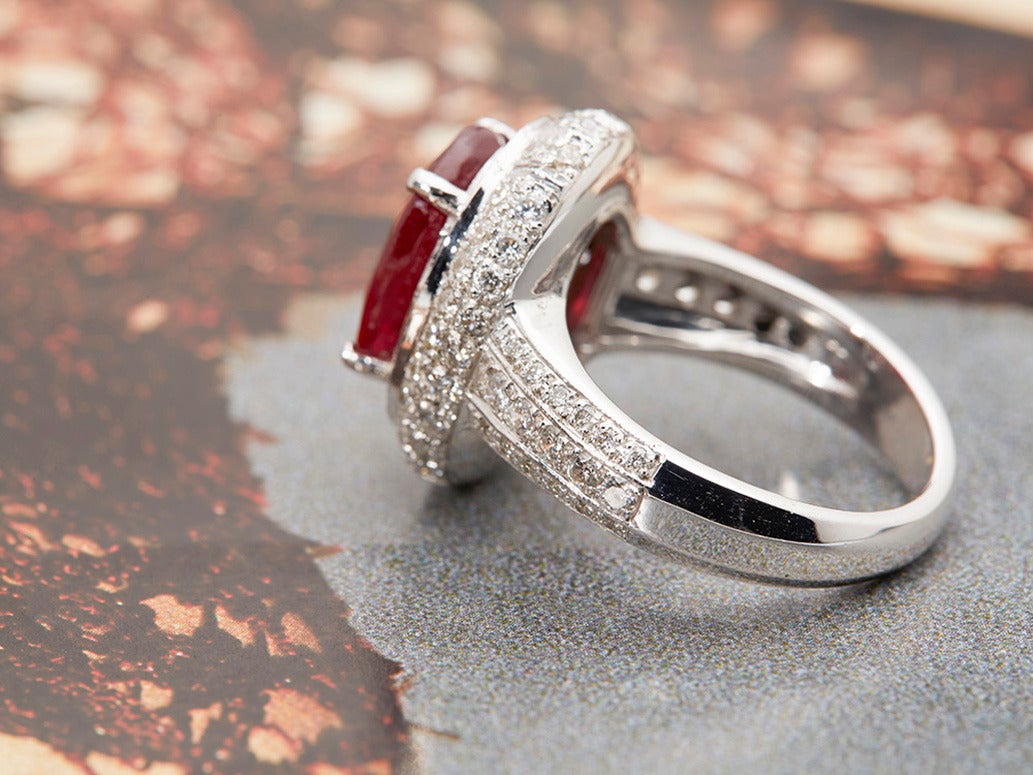 Women's Ruby Diamond Platinum Cocktail Ring