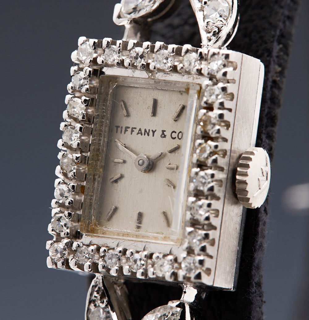 Tiffany & Co. Platinum Diamond Cocktail Wristwatch In Good Condition In Bishop's Stortford, Hertfordshire