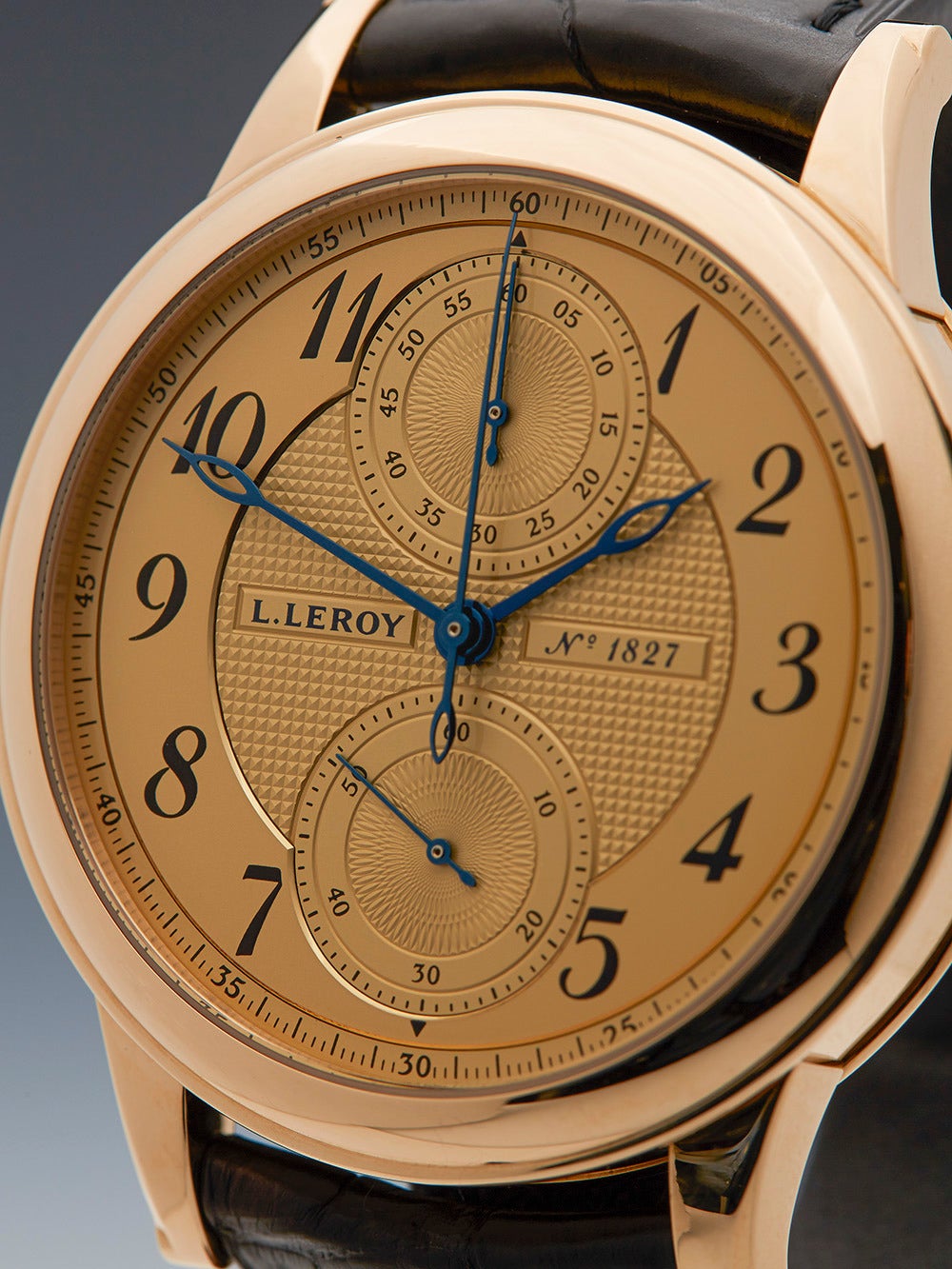 L.Leroy Rose Gold Osmior No. 1827 Monopusher Chronograph Wristwatch Ref LL101-3 In Excellent Condition In Bishop's Stortford, Hertfordshire