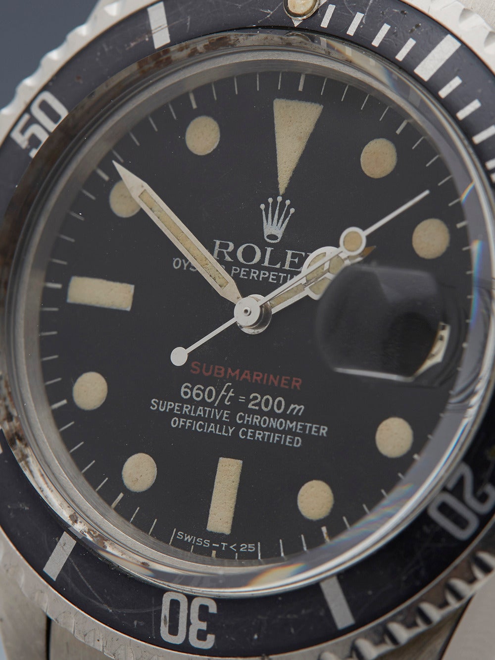 Rolex Stainless Steel Submariner Black Single Red Wristwatch Ref 1680 In Excellent Condition In Bishop's Stortford, Hertfordshire