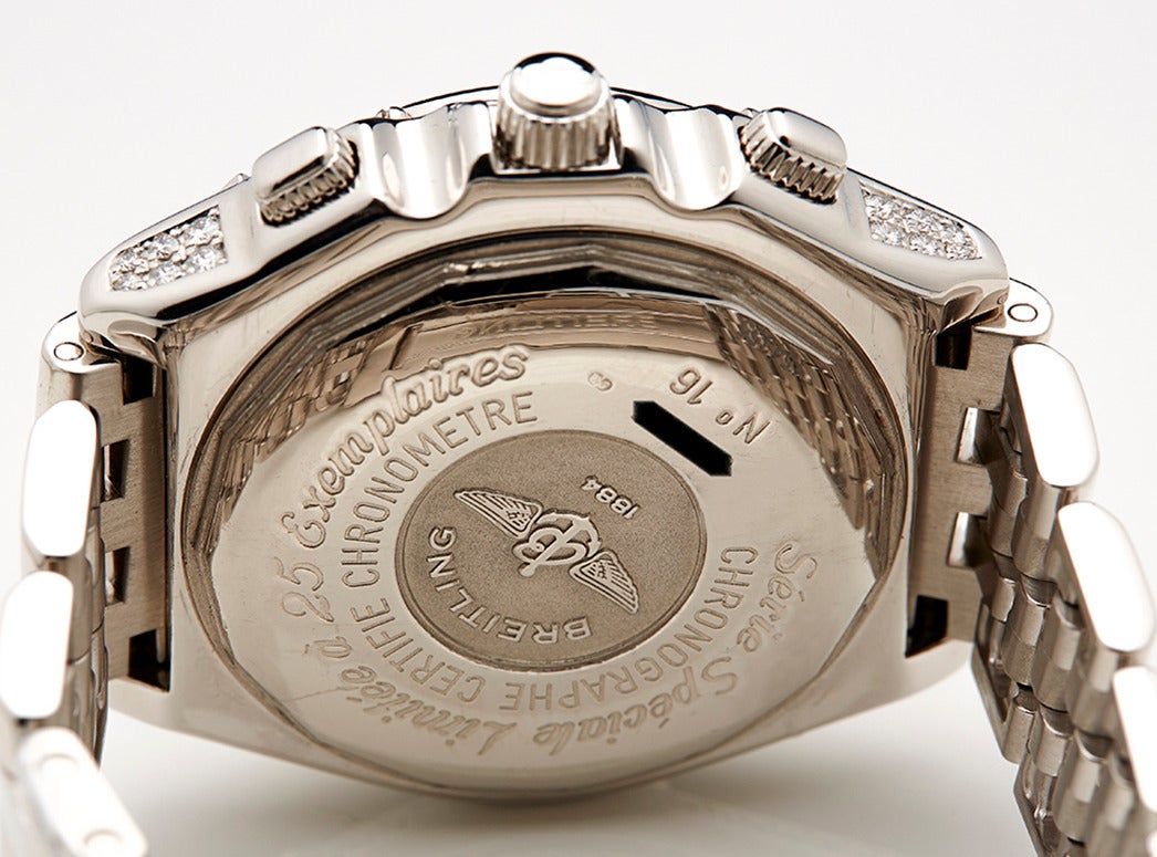 Breitling White Gold Diamond Crosswind Automatic Wristwatch Ref J44355 2