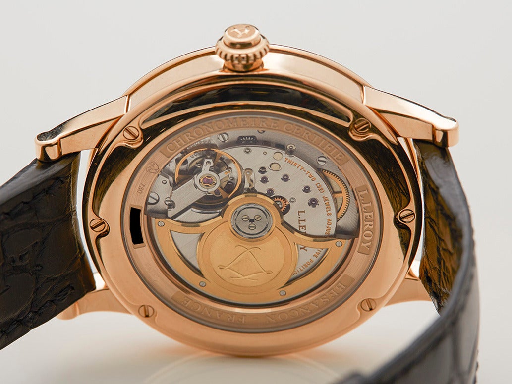 L.Leroy Rose Gold Osmior No. 1827 Monopusher Chronograph Wristwatch Ref LL101-3 4