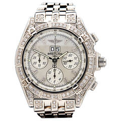 Breitling White Gold Diamond Crosswind Automatic Wristwatch Ref J44355