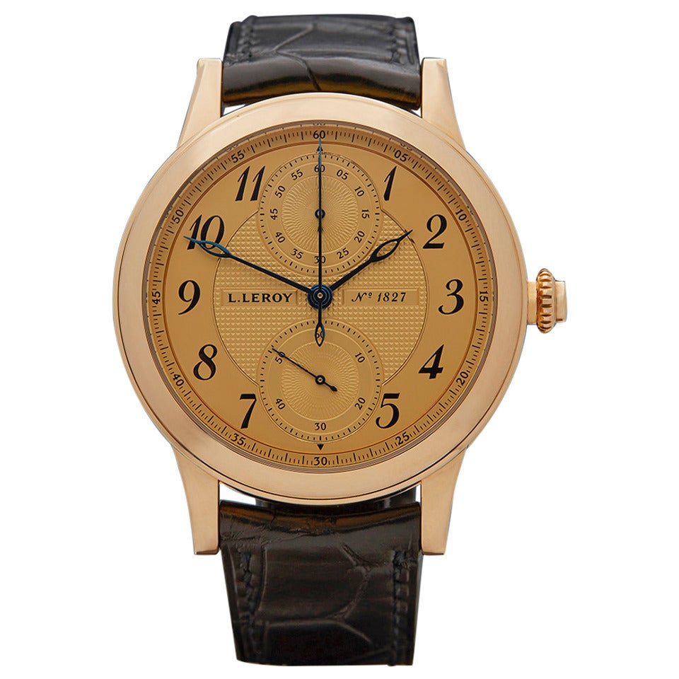 L.Leroy Rose Gold Osmior No. 1827 Monopusher Chronograph Wristwatch Ref LL101-3