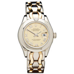 Rolex Gelb- und Weißgold Diamant Datejust Pearlmaster Armbanduhr Ref 69329