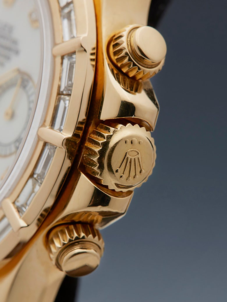 Women's Rolex Lady's Yellow Gold Daytona Diamonds Mother-of-Pearl Wristwatch Ref 16518