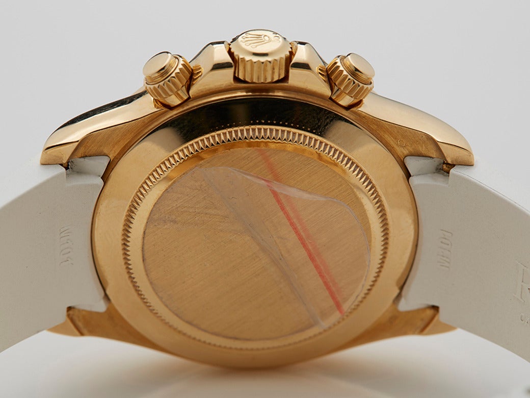 Rolex Lady's Yellow Gold Daytona Diamonds Mother-of-Pearl Wristwatch Ref 16518 4