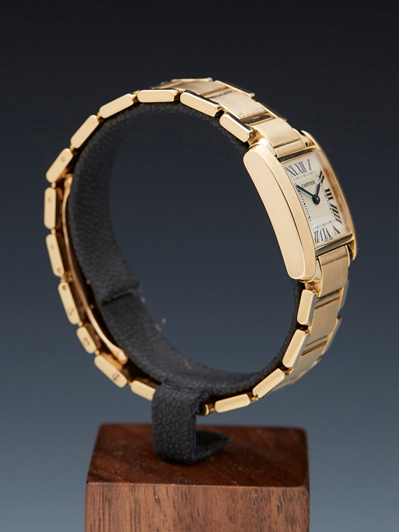 Cartier Yellow Gold Tank Francaise Quartz Wristwatch Ref 2385 1