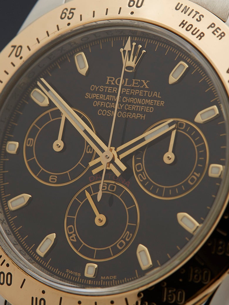 Rolex Yellow Gold Stainless Steel Daytona Automatic Wristwatch Ref 116523 In Excellent Condition In Bishop's Stortford, Hertfordshire