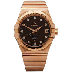 Omega Rose Gold Diamond Constellation Automatic Wristwatch