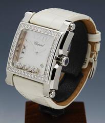 Chopard Lady's White Gold Stainless Steel Happy Diamonds Quartz Wristwatch