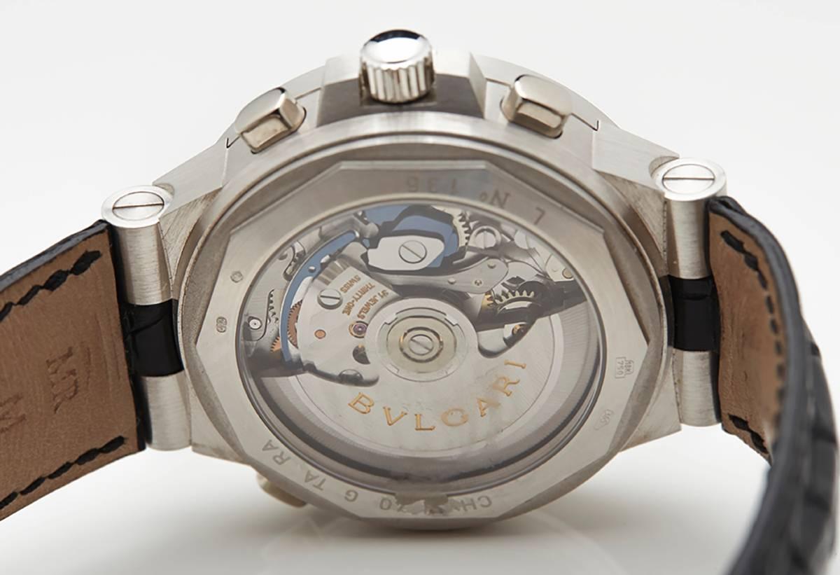 Bulgari White Gold Diagono Rattrapante Chronograph Wristwatch Ref CHE40GTTARA 2