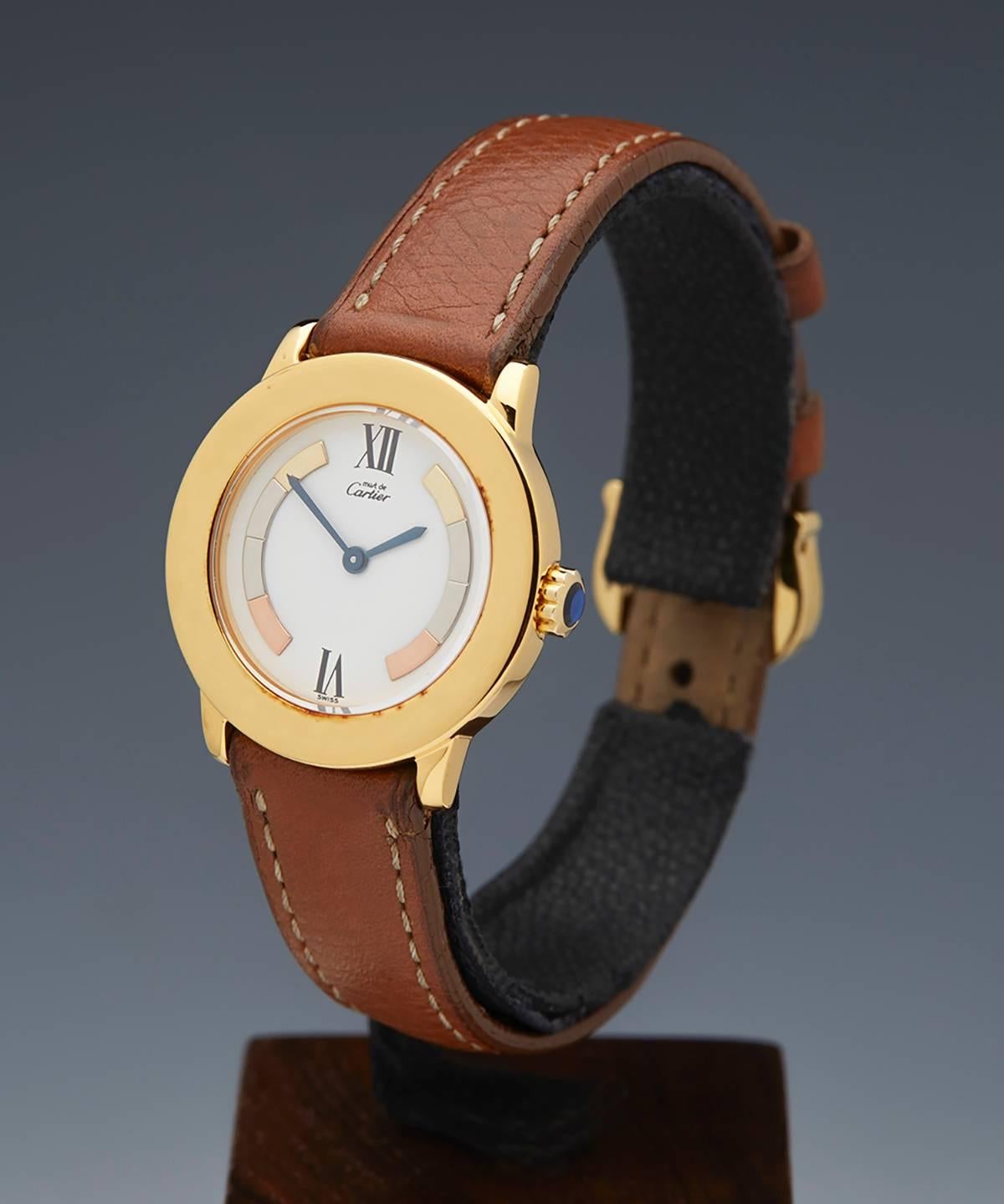Specifications

Movement: Quartz
Case: 18k Yellow Gold Plated 925 Sterling Silver
Case Diameter: 22mm
Dial: White with Tri Colour
Bracelet: Brown Lizard Leather
Strap Length: Adjustable
Buckle: Tang
Glass: Sapphire Crystal
Water