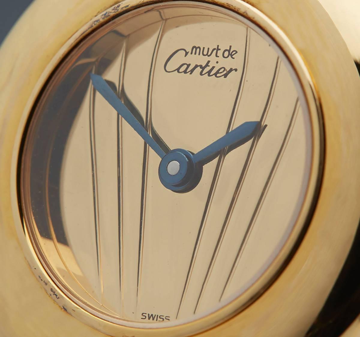 Cartier Yellow Gold Plated Sterling Silver Must De Cartier Ronde Wristwatch In Excellent Condition In Bishop's Stortford, Hertfordshire